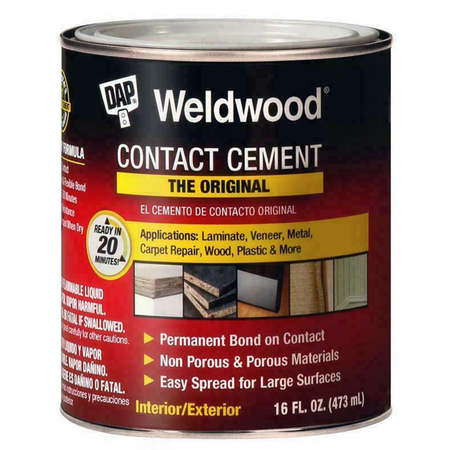 DAP Contact Cement, Weldwood, 16 fl oz, Can, Tan 00271